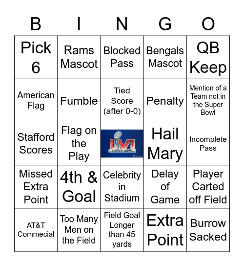 Rouf's Super Bowl LVI Bingo Card