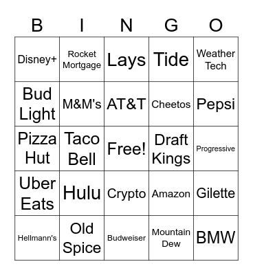 Advertisement Bingo Card