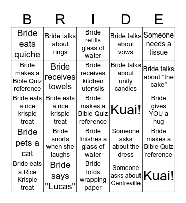 ~ Bridal BINGO ~ Bingo Card