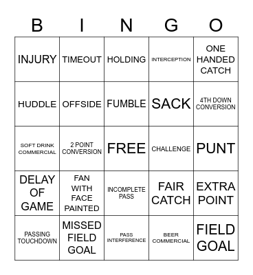GAME DAY BINGO Card