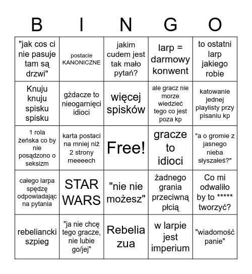 Robert jako MG Bingo Card