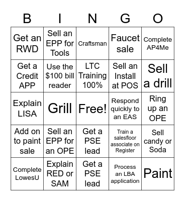 Cashier Bingo 2022 Bingo Card