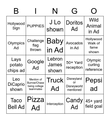 kids/basic Bingo Card