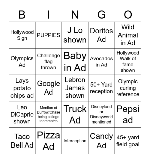 kids/basic Bingo Card