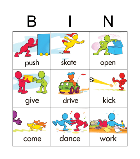 Action Verbs Bingo Card