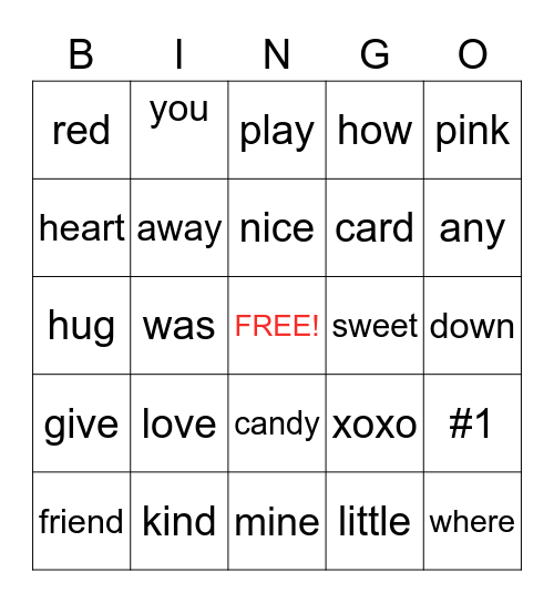 Valentine's Bingo Card