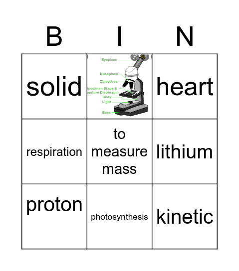 Valentine  Science Bingo Card