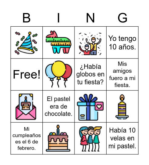 Cumpleaños Bingo Card
