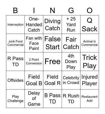 Super Bowl Bingo 22 Bingo Card