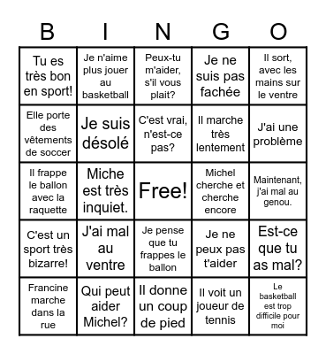 Salut, Mon Ami Bingo Card