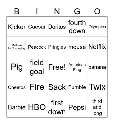 Super Bowl Daggett BINGO Card