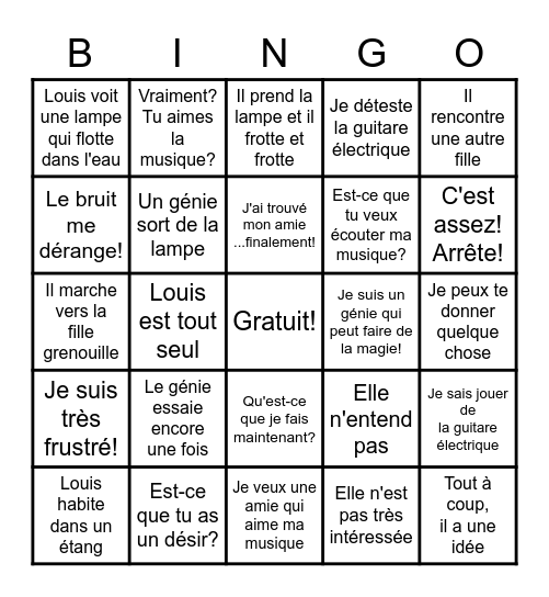 Louis la Grenouille Bingo Card