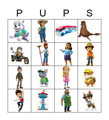 Paw Patrol Bingo Card