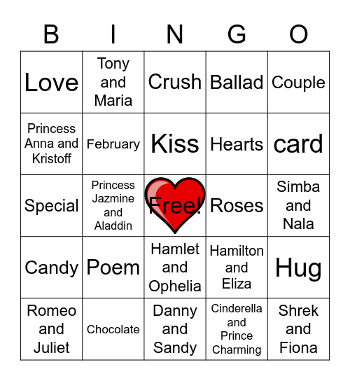 Valentines Day Bingo Card