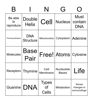 General Science Mod 9 Bingo Card