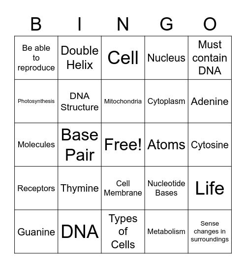 General Science Mod 9 Bingo Card