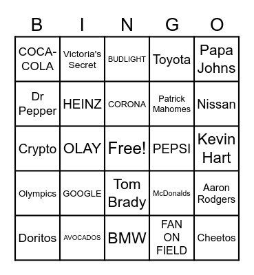 SUPER BOWL BINGO Card