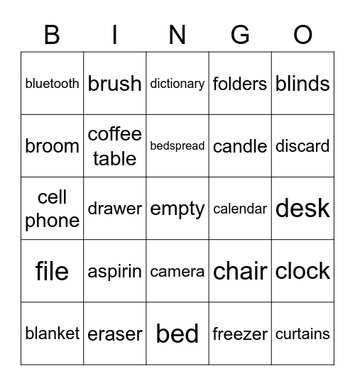 ASL 2-Unit 9 Bingo Card