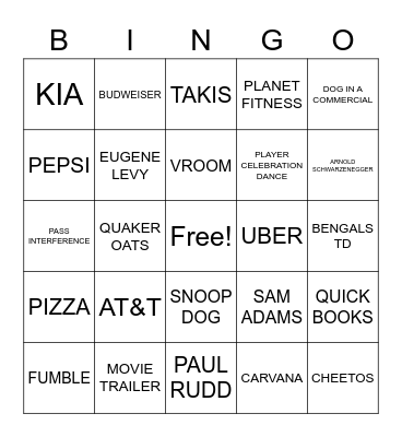 SUPER BOWL NPJ Bingo Card