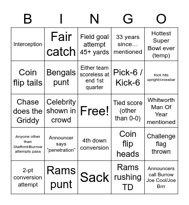 WHO DEY!!! Bingo Card