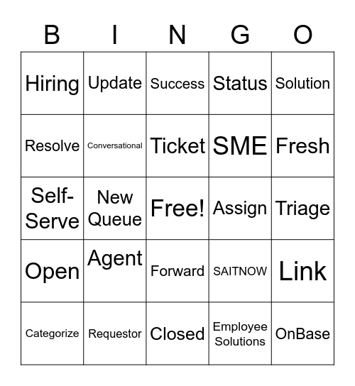 Employee Solutions Bingo Card