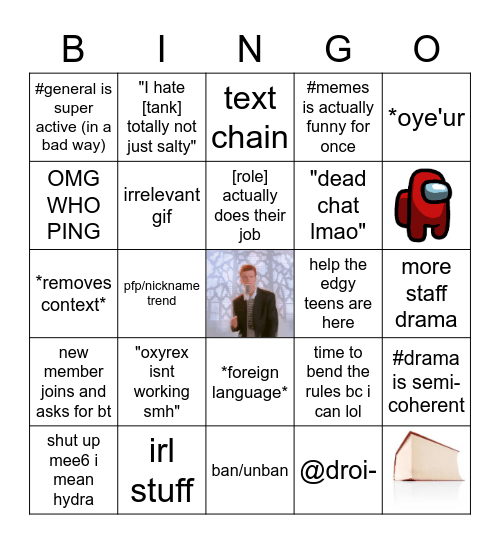 Oxyrex server bingo Card