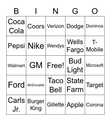 Super Bowl Bingo Card