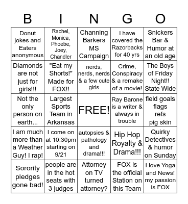 KNOW YOUR FOX Bingo Card