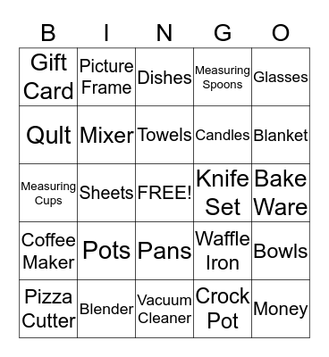 Sydni's Bridal Bingo Card