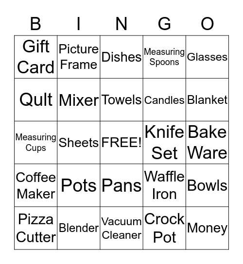 Sydni's Bridal Bingo Card