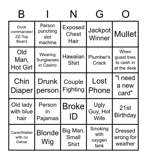 Casino Bingo Card