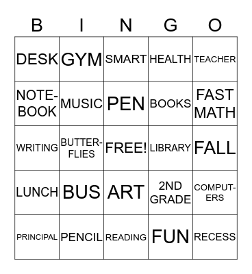 Back to School Bingo! Bingo Card