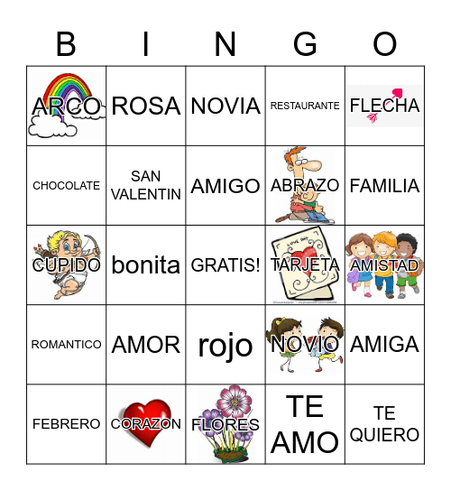 DIA DE AMOR Y AMISTAD Bingo Card