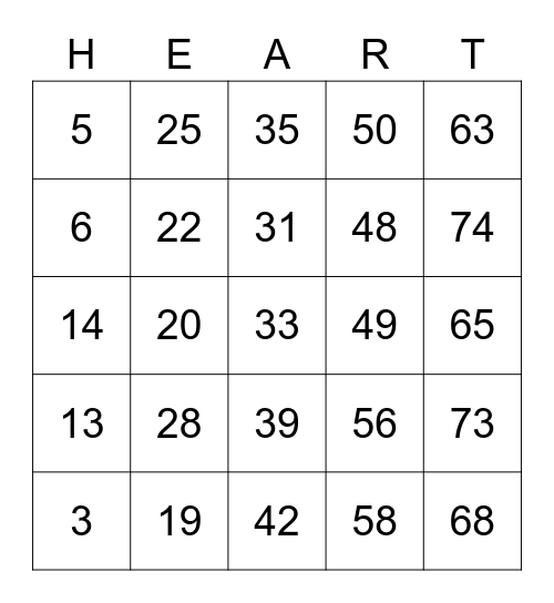 VALENTINE'S DAY Bingo Card