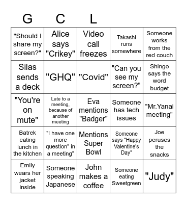 Valentine's Day Bingo Card