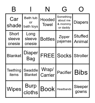 BABY RAYNE Bingo Card