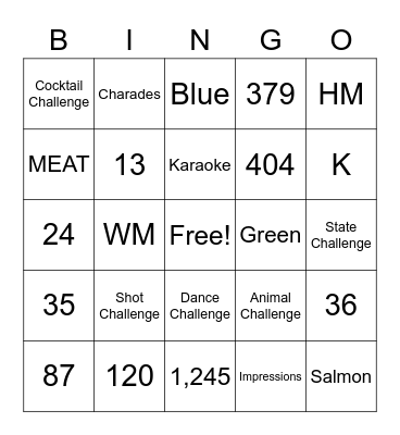 Card Variation 1 Bingo Card