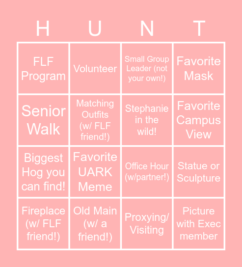 FLF SCAVENGER Bingo Card