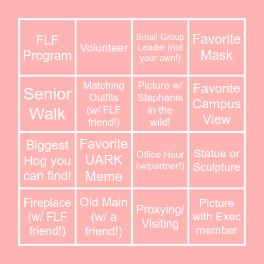 FLF SCAVENGER Bingo Card