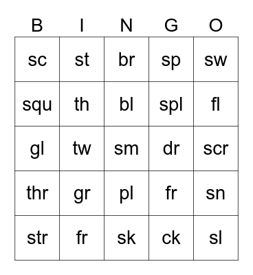 Letter Blend Bingo Card