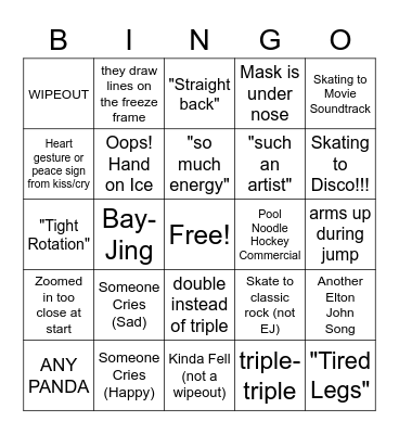 2022-Women's Short/Free Bingo Card