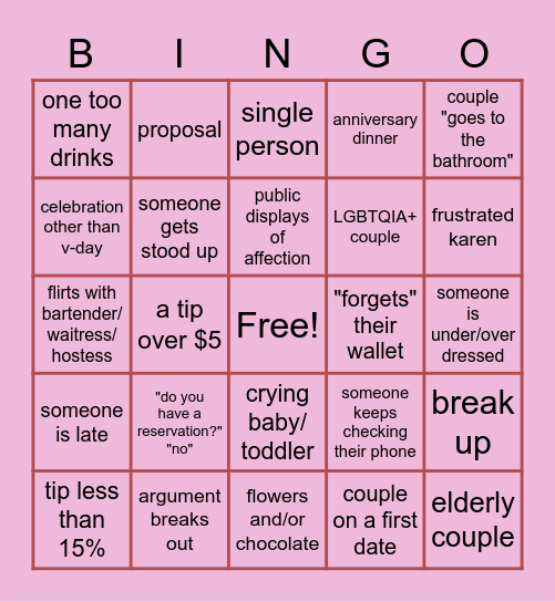 Hostess Valentine's Day Bingo Card