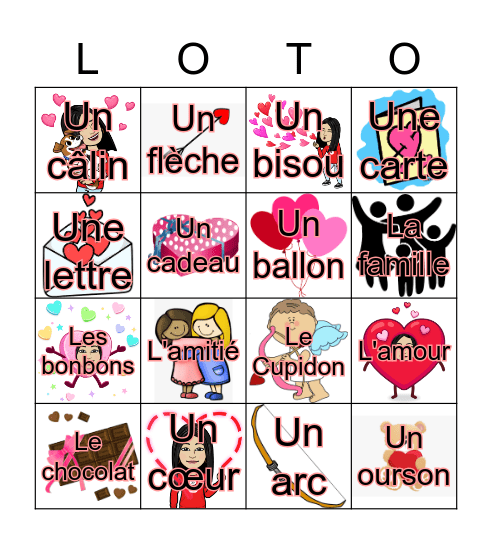 La Saint-Valentin Bingo Card