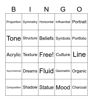 Art Bingo! Bingo Card