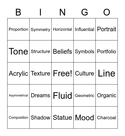 Art Bingo! Bingo Card