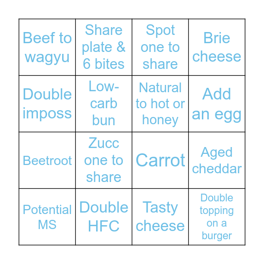 Average Spend Bingo Card