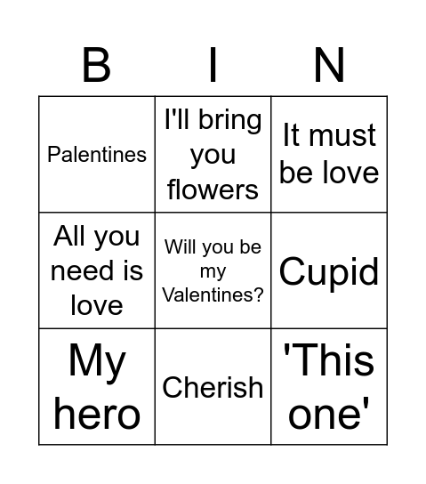 Workintines Bingo Card