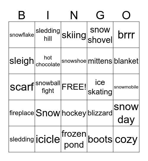 Winter Bingo Card