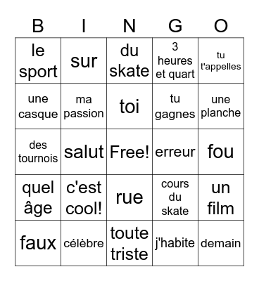 Sports et passions Bingo Card