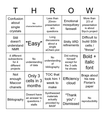 Final round Bingo Card